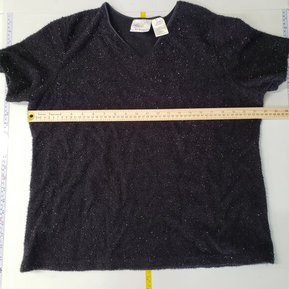 Vintage Kathie Lee Womens V Neck Black Metallic Knit Top Party Glam Sparkly Y2K - Picture 4 of 6